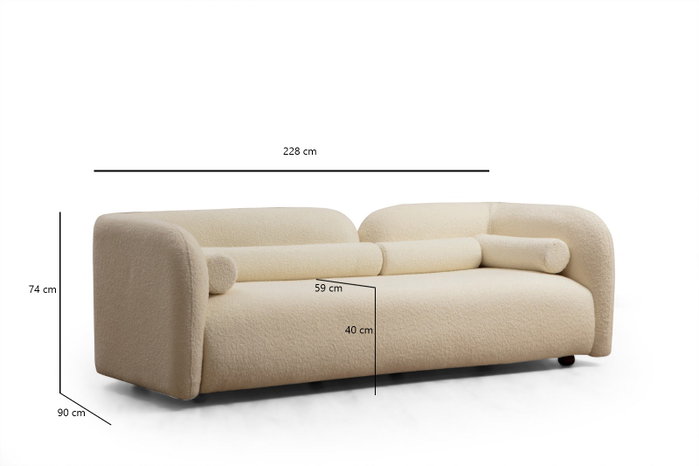 Atelier Del Sofa Sofá de 3 Plazas Victoria Cream Bouclette